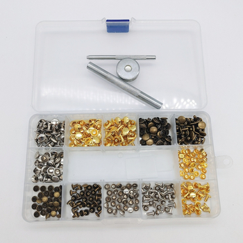 Drabužių metalo aksesuarų rinkinys: kapų smeigtukai, spaustuvai, dekoratyviniai smeigtukai ir plokščios dviejų pusių smeigtukai odai ir audiniams (180 rinkiniai)