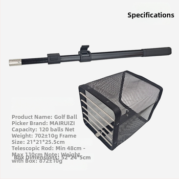 Подбирач на голф топки с издърпваща алуминиева конструкция за тренировки с няколко топки