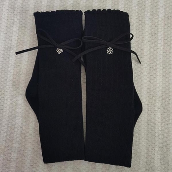 Голф чорапи, удебелени и топли с текстура на кърпа, дължина 38 см, дизайн с панделка, бамбукови влакна, полипропиленово съдържание, за голф