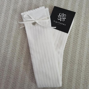 Голф чорапи, удебелени и топли с текстура на кърпа, дължина 38 см, дизайн с панделка, бамбукови влакна, полипропиленово съдържание, за голф