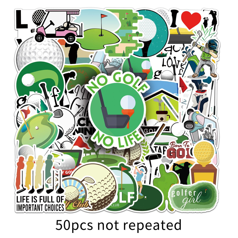 Set de etichete golf pentru telefon, computer și bagaj – design desen animat, impermeabil; Marcă Youyi; Greutate 30 g; Proces de imprimare: offset; Model: minge de golf