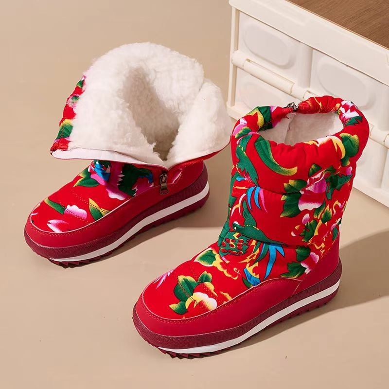 Χιονονοστοιχικά μποτάκια με ψηλή γόβα, σόλα από καουτσούκ, επενδυμένα με φλίς, ύψος 12 εκ, πλαϊνό φερμουάρ