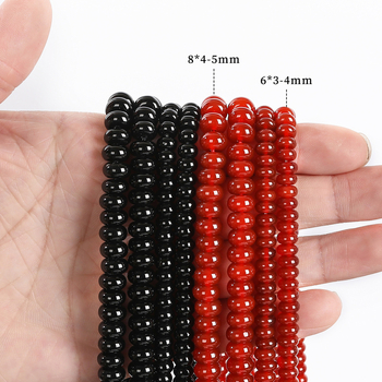 Prirodne crne i crvene Mana ahat abakus perle, plosnate perle za DIY narukvice, slobodne perle, dijelovi za nakit