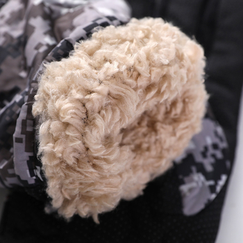 Γάντια χειμωνιάτικα καμουφλάζ με παχιά επένδυση φλίς, μακριά, για σκι και ποδηλασία, υλικό: βαμβακερό βελούδο + ύφασμα