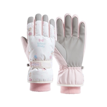 Ръкавици за ски с мечешка тема, подплатени с флийс, термални, ветроустойчиви, от Oxford плат