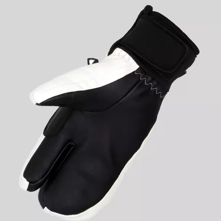 Ски кожени ръкавици, модел с три пръста, водоустойчиви и ветроустойчиви, с плътна изолация