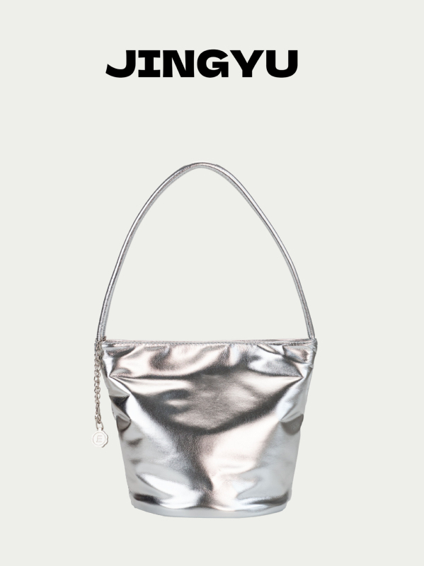 PU kožna bucket torba s metalnom lancem, otvor na vrhu, poliester podstava, svakodnevna torba preko ramena – ljeto 2024