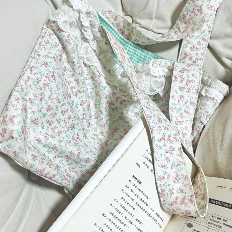 Lilleline lõuendikott õla jaoks – väliskülg: polüester, vooder lõuend, pitsääris, unisex stiil, kevad 2025