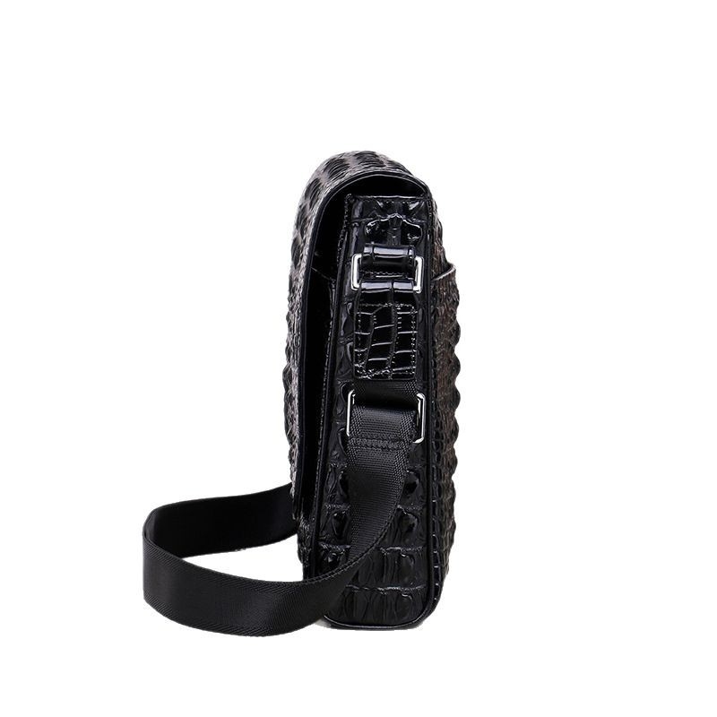 Meeste messenger kott ehtsast nahast krokodilli mustriga, veekindel, esimese kihi veisnahk, mudel 9890-2