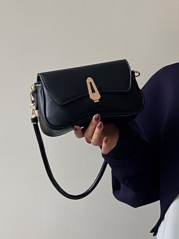 PU crossbody torba, gradski stil, četvrtast oblik, zatvaranje kapom, bez podstave, unutarnji džep s zipom