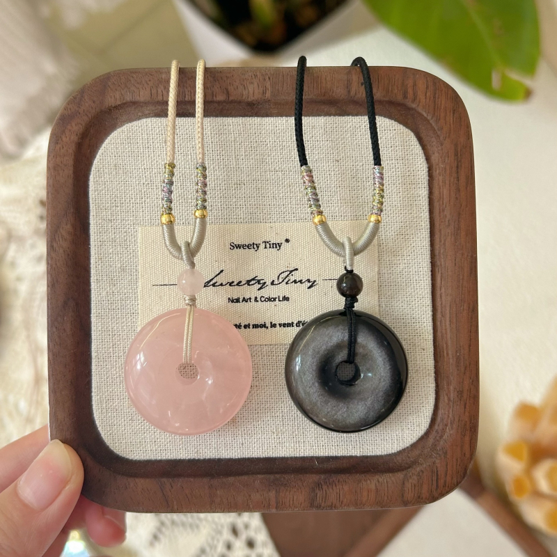 Nakit za parove s prilagodljivim ručnim lancem, privjesak od prirodnog kamena, krištal postavljen, geometrijski oblik