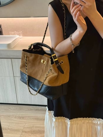 PU bucket bag, gradski minimalistički stil, skriveni džep sa zipom i dvostruke naramenice