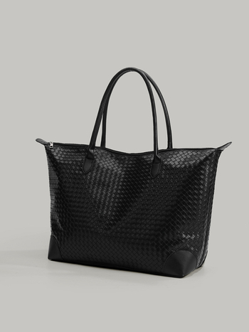 Дамска Tote чанта с голям капацитет — PVC, ципово затваряне, полиестерна подплата, хоризонтално квадратна форма, една презрамка, уличен стил, пролет 2025