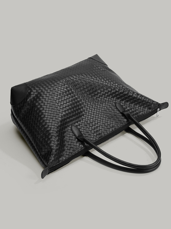 Дамска Tote чанта с голям капацитет — PVC, ципово затваряне, полиестерна подплата, хоризонтално квадратна форма, една презрамка, уличен стил, пролет 2025