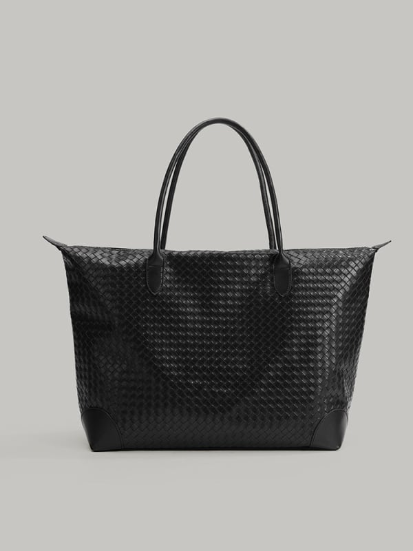 Дамска Tote чанта с голям капацитет — PVC, ципово затваряне, полиестерна подплата, хоризонтално квадратна форма, една презрамка, уличен стил, пролет 2025