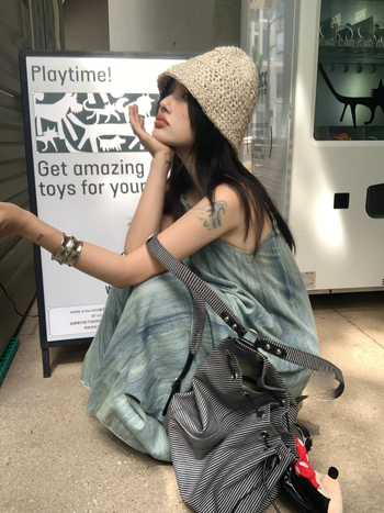 Rucsac urban din pânză cu dungi – pentru femei, pentru călătoria de relaxare, material: pânză, stil: simplitate urbană