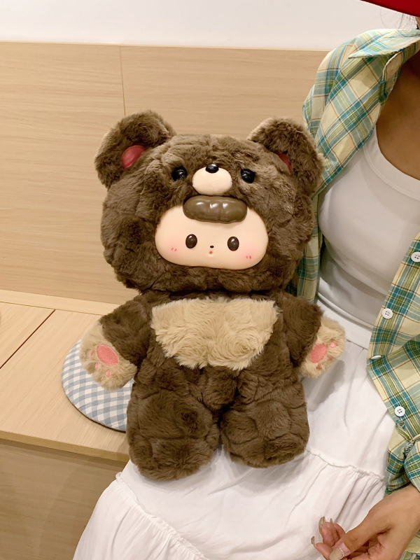 Дамска раница с плюшено мече – свеж и сладък стил, Материал: плюш, Подплата: найлон, Начин на затваряне: цип, Зимен сезон 2025