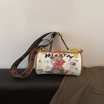 Bucket Bag - modă de stradă, material PU, formă rotundă, fermoar, compartiment interior laminat