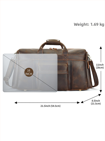 Ανδρική τσάντα ταξιδιού - Crazy Horse δέρμα, χωρητικότητα 20–35 L, χιαστί τσάντα, αστικός ρετρό μινιμαλιστικό στυλ