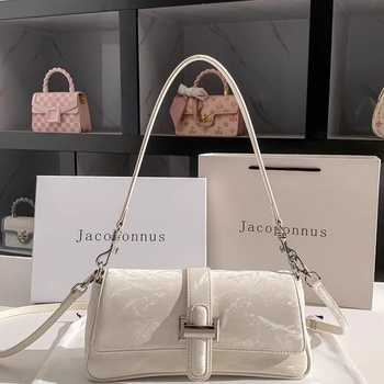 Geantă baguette în stil francez, pentru femei, crossbody, corduroy, căptușeală PU, închidere magnetică