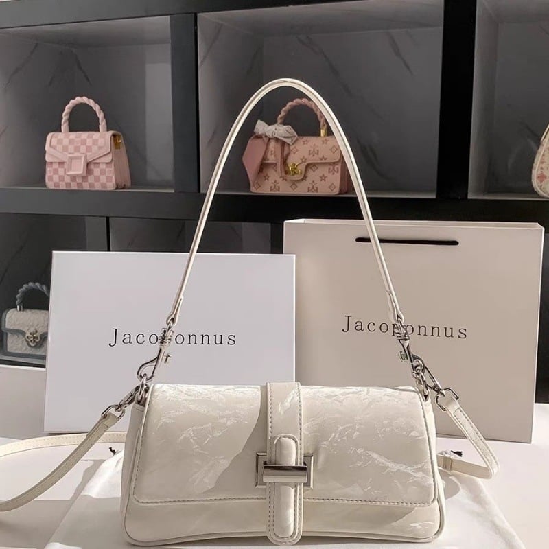 Geantă baguette în stil francez, pentru femei, crossbody, corduroy, căptușeală PU, închidere magnetică