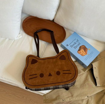 PU чанта с форма на коте, унисекс стил, ципово затваряне, подплата от синтетична кожа, износоустойчива за ежедневна употреба, есен 2025