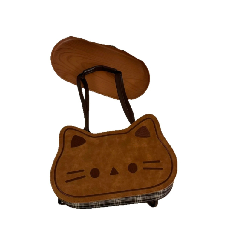 PU чанта с форма на коте, унисекс стил, ципово затваряне, подплата от синтетична кожа, износоустойчива за ежедневна употреба, есен 2025