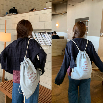 Džinsinė siuvinėta kuprinė su raišteliais, paslėpta užtrauktuko kišenė, unisex stilius, medvilnės įdėklas, pavasaris 2024