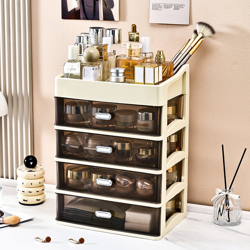 Plastični kozmetički organizator s ladicom za stolnu površinu, proziran organizator šminke i nakita