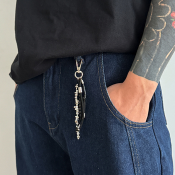 Pandantiv pentru chei în formă de cheie, aliaj, electroplating, modele: cruce/coroană/numere romane, greutate 25.3 g