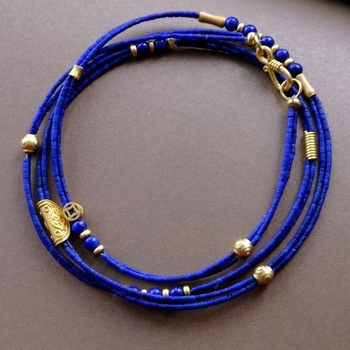 Nakit od lapis lazuli s O-užetom, 41–50 cm, ugradnja mješavine poludragog kamenja, kineski stil, proljeće 2024