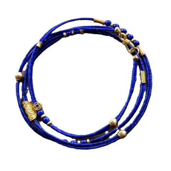 Nakit od lapis lazuli s O-užetom, 41–50 cm, ugradnja mješavine poludragog kamenja, kineski stil, proljeće 2024