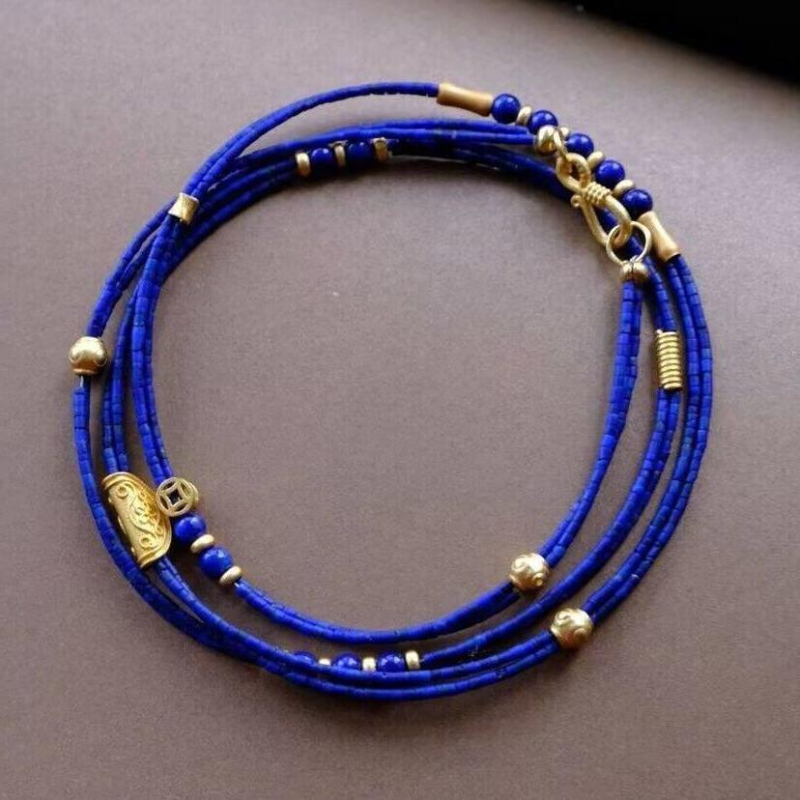 Nakit od lapis lazuli s O-užetom, 41–50 cm, ugradnja mješavine poludragog kamenja, kineski stil, proljeće 2024