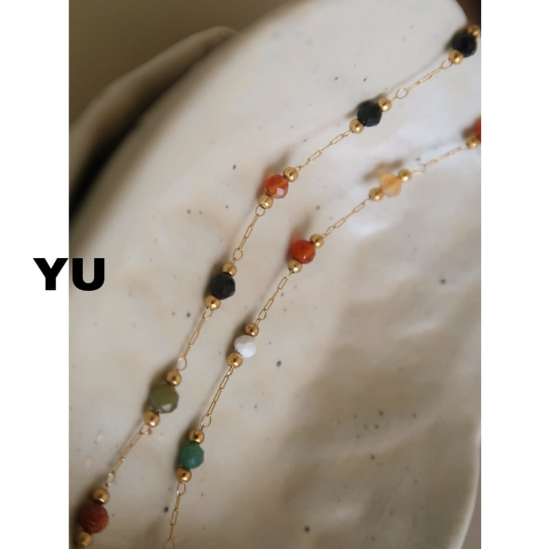 Colier din oțel titan, lanț bambus, pandantiv cu pietre mixte, finisaj cristal, unisex