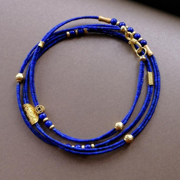 Set narukvice i ogrlice od perli, geometrijski dizajn, starinska tehnika obrade, s uključenim mješovitim kamenjem