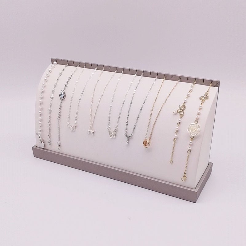 Nyaklánc- és karkötő bemutató állvány – Magas minőségű ékszer-tároló, csiszolt bőr, egyszintes, nagy kapacitás
