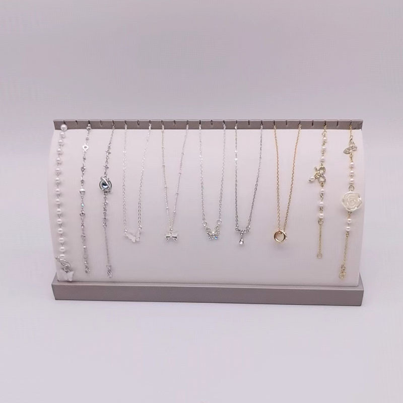 Nyaklánc- és karkötő bemutató állvány – Magas minőségű ékszer-tároló, csiszolt bőr, egyszintes, nagy kapacitás