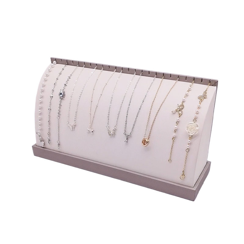 Nyaklánc- és karkötő bemutató állvány – Magas minőségű ékszer-tároló, csiszolt bőr, egyszintes, nagy kapacitás