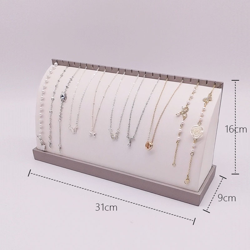 Nyaklánc- és karkötő bemutató állvány – Magas minőségű ékszer-tároló, csiszolt bőr, egyszintes, nagy kapacitás