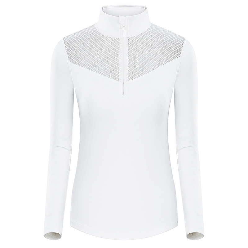 Ženski golf top s dugim rukavima za jesen, elastična poliester tkanina, 90% poliester i 10% spandex podstava