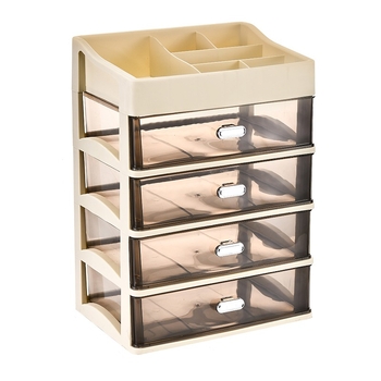 Galda kosmētikas uzglabāšanas kārba, plastmasas ar atvilktnēm, caurspīdīgs organizētājs, mūsdienīgs vienkāršs stils, izlaista 2023. gadā