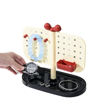 Raft organizator bijuterii din plastic, panou cu găuri vertical, pentru birou, un singur nivel, multifuncțional