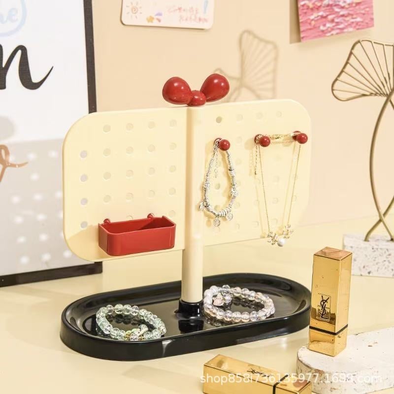 Raft organizator bijuterii din plastic, panou cu găuri vertical, pentru birou, un singur nivel, multifuncțional