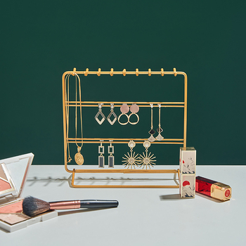 Raft pentru bijuterii din fier, stil Nordic, suport de expunere pentru cercei și coliere, cu 3 etaje, pentru birou