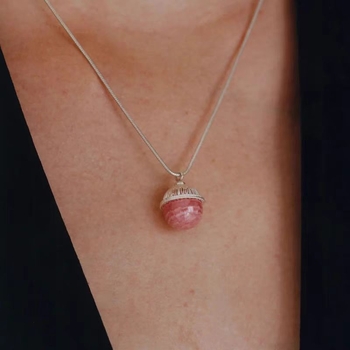 Ogrlica od bakra, kristalni privjesak, zmijskog tipa lanac, valoviti stil, Seiko završetak