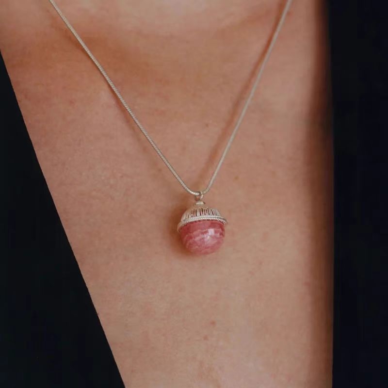 Ogrlica od bakra, kristalni privjesak, zmijskog tipa lanac, valoviti stil, Seiko završetak