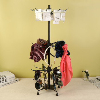 Suport rotativ pentru bijuterii în stil nordic, 3 etaje, din fier artistic