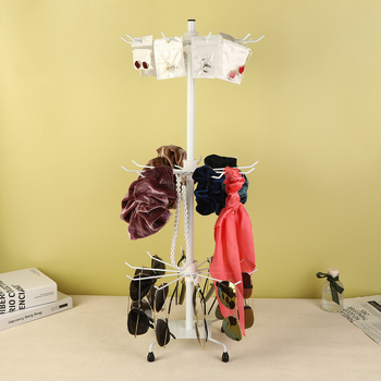 Suport rotativ pentru bijuterii în stil nordic, 3 etaje, din fier artistic