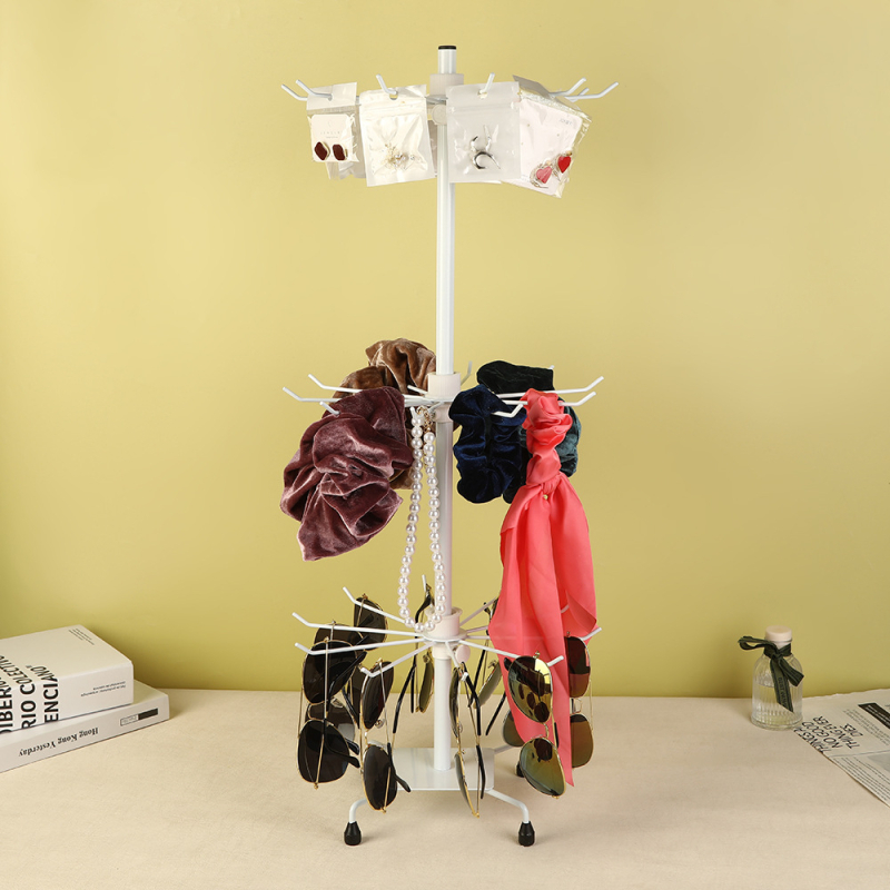 Suport rotativ pentru bijuterii în stil nordic, 3 etaje, din fier artistic