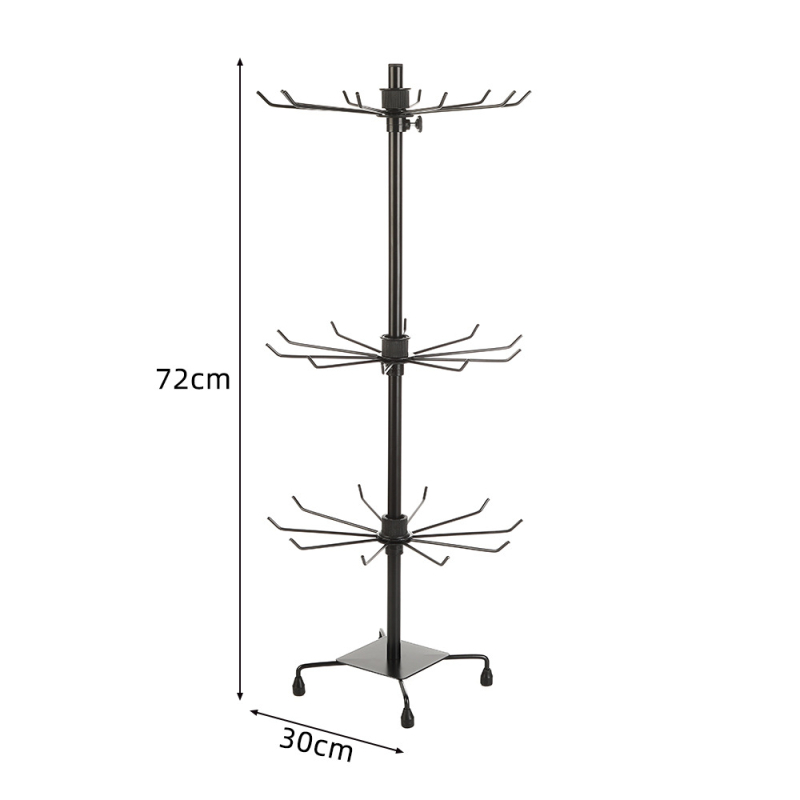 Suport rotativ pentru bijuterii în stil nordic, 3 etaje, din fier artistic